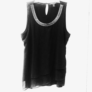 WHBM Dressy Chiffon- Black double layer top